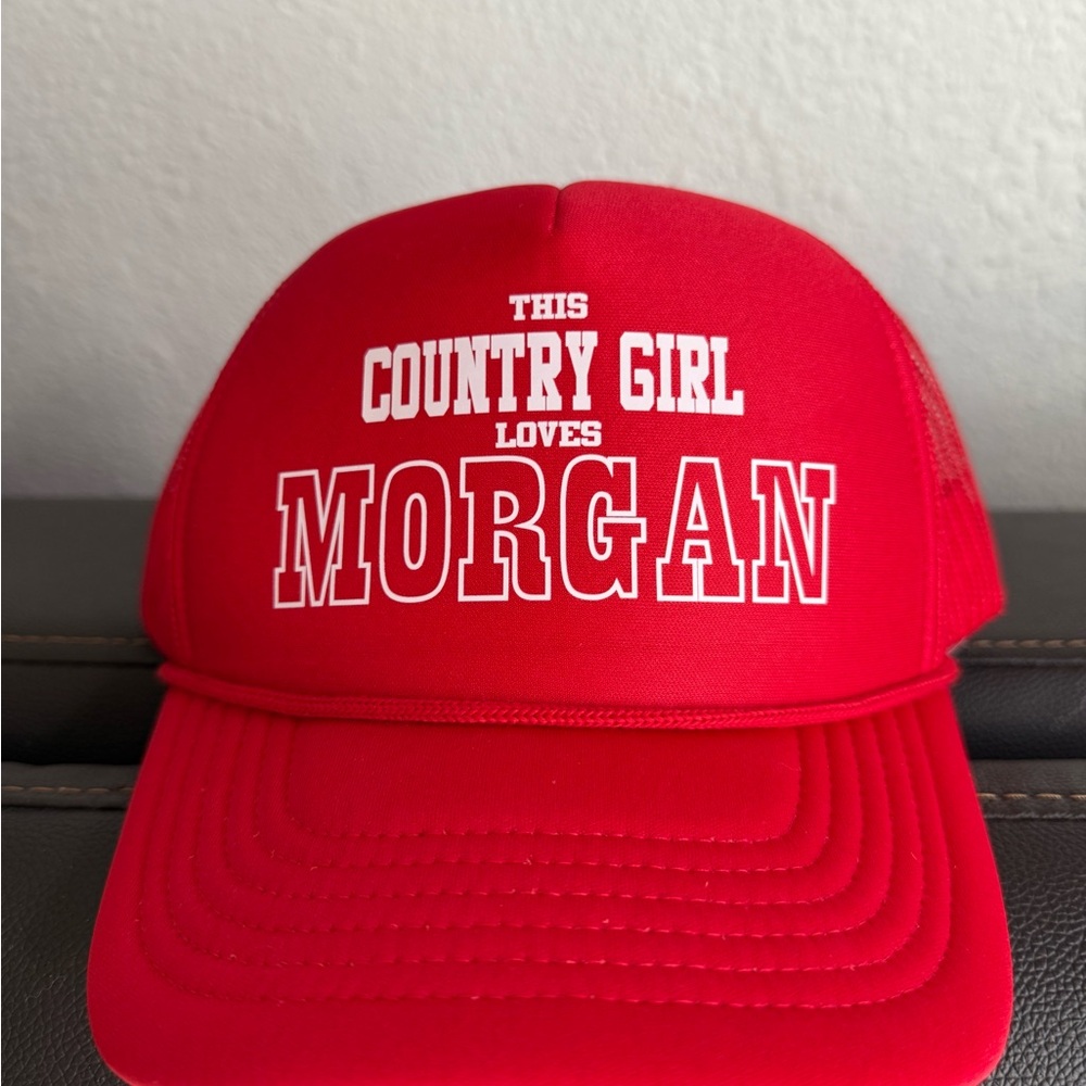 Red custom Morgan Wallen trucker hat